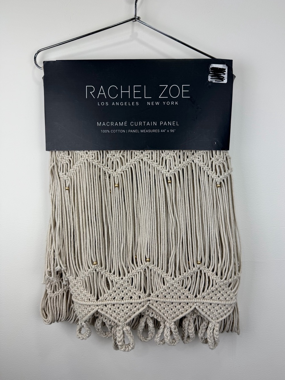 Rachel Zoe Macramé Curtain Panel 44” x 96” Cotton Boho Fringe NWT